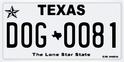 TX license plate DOG0081