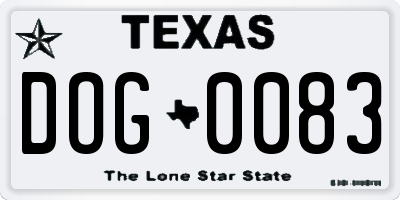 TX license plate DOG0083