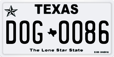 TX license plate DOG0086