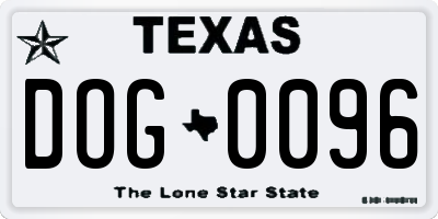 TX license plate DOG0096