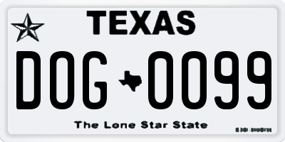 TX license plate DOG0099