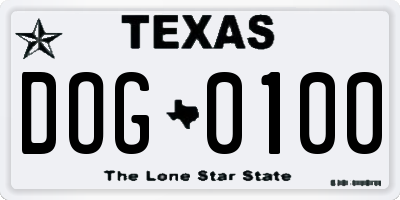 TX license plate DOG0100