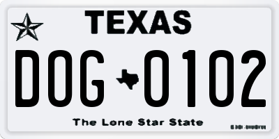 TX license plate DOG0102