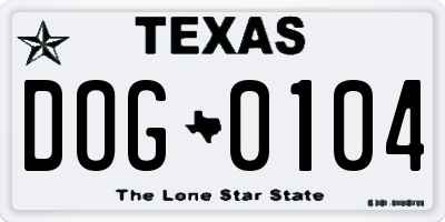 TX license plate DOG0104