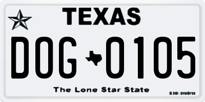 TX license plate DOG0105