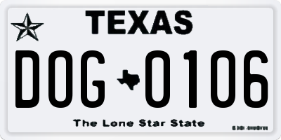 TX license plate DOG0106