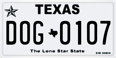 TX license plate DOG0107