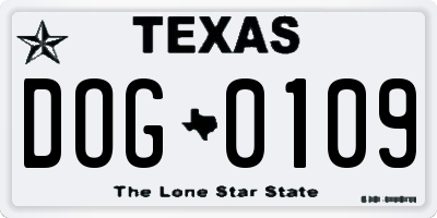 TX license plate DOG0109