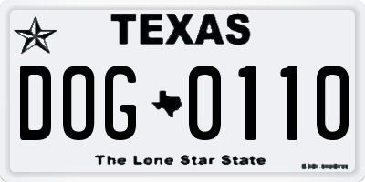 TX license plate DOG0110
