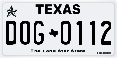 TX license plate DOG0112