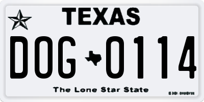 TX license plate DOG0114