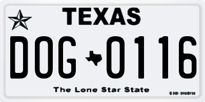 TX license plate DOG0116
