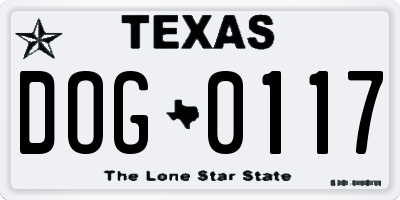 TX license plate DOG0117