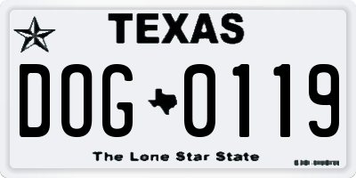 TX license plate DOG0119