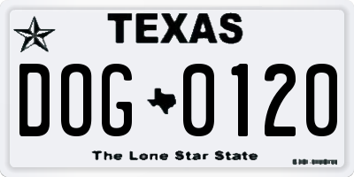 TX license plate DOG0120