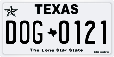 TX license plate DOG0121
