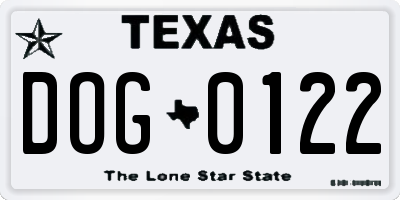 TX license plate DOG0122