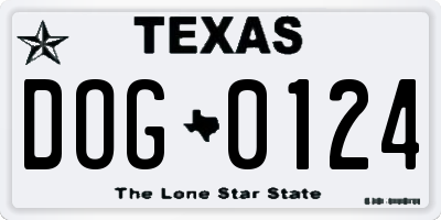 TX license plate DOG0124