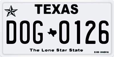 TX license plate DOG0126