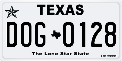 TX license plate DOG0128
