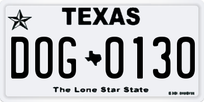 TX license plate DOG0130