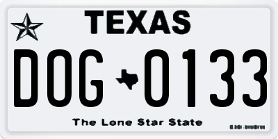TX license plate DOG0133