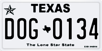 TX license plate DOG0134