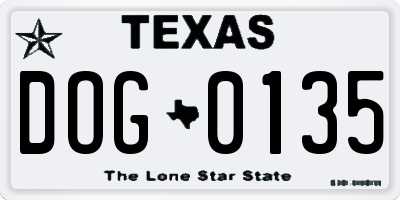 TX license plate DOG0135
