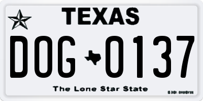 TX license plate DOG0137