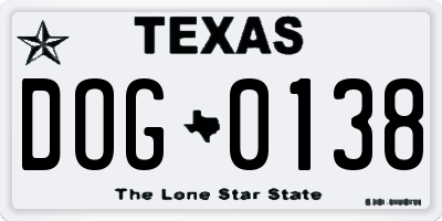 TX license plate DOG0138