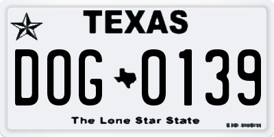 TX license plate DOG0139