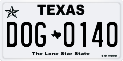 TX license plate DOG0140