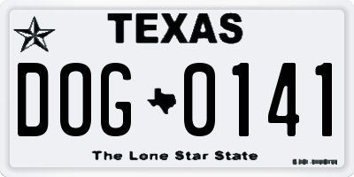 TX license plate DOG0141