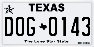 TX license plate DOG0143