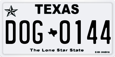 TX license plate DOG0144
