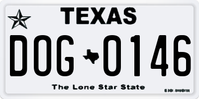 TX license plate DOG0146