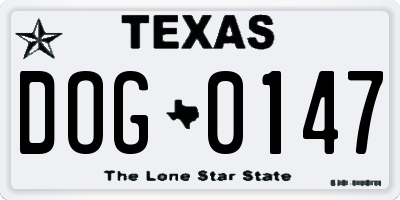 TX license plate DOG0147