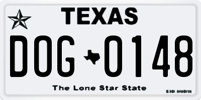 TX license plate DOG0148