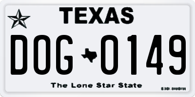 TX license plate DOG0149