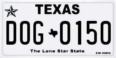 TX license plate DOG0150