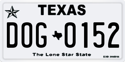 TX license plate DOG0152