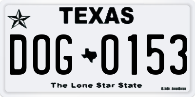 TX license plate DOG0153