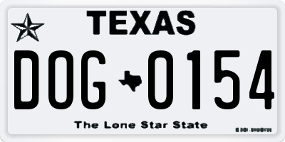 TX license plate DOG0154