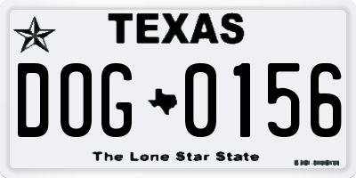 TX license plate DOG0156