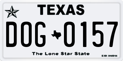TX license plate DOG0157