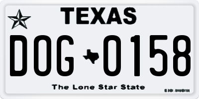 TX license plate DOG0158
