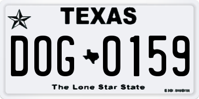 TX license plate DOG0159