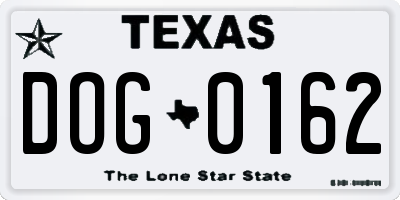 TX license plate DOG0162