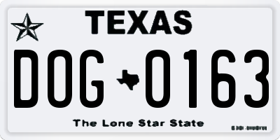 TX license plate DOG0163
