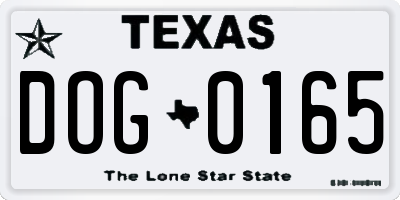 TX license plate DOG0165